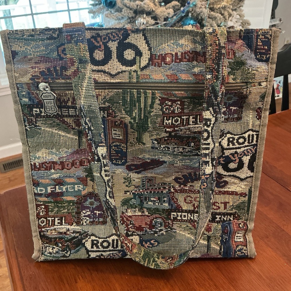 Jade ROUTE 66 Tapestry  Overnight Bag Tote Vintage Pre-owned